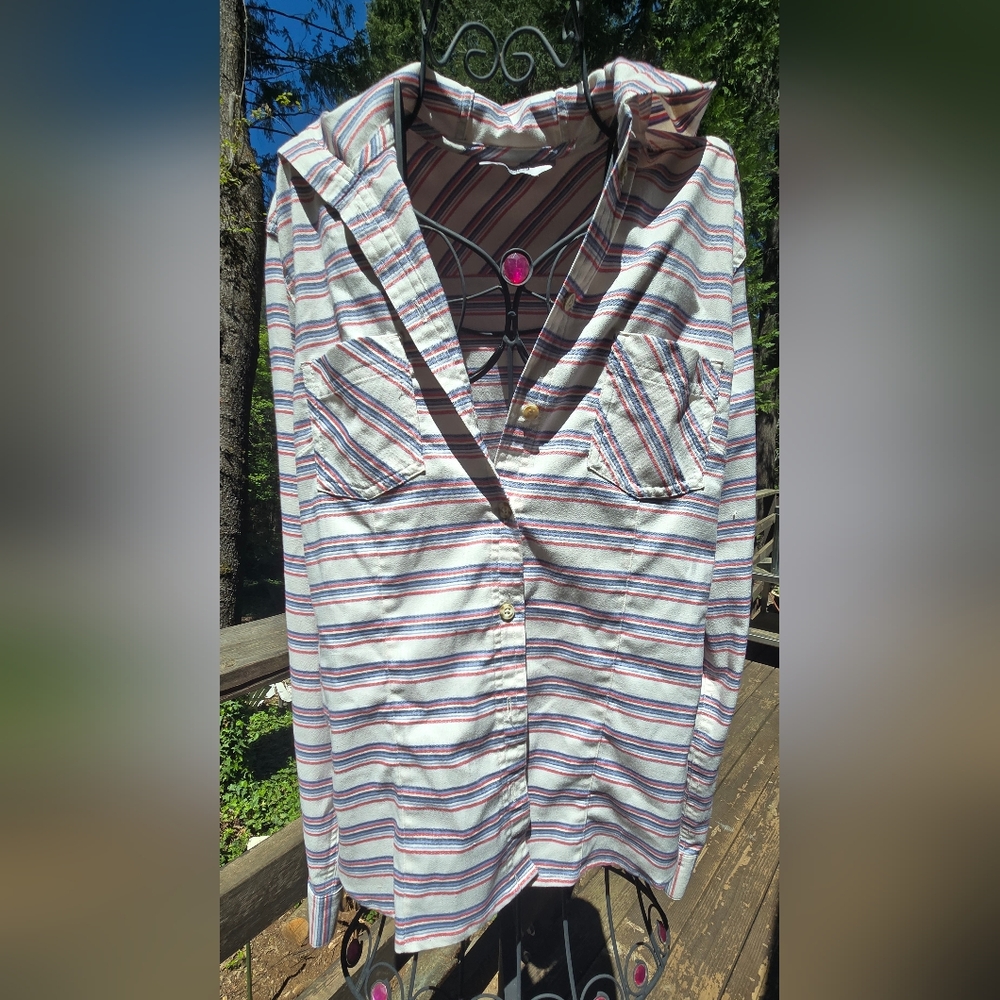 Mountain Hardwear White Striped Button-Up Lightweight Hoodie SzM - Picture 2 of 15